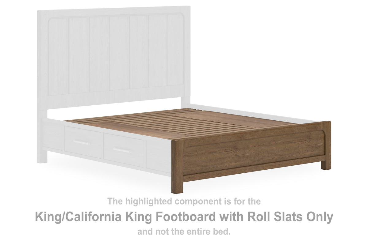 Cabalynn Panel Footboard with Roll Slats - Light Brown  (B974-SI)