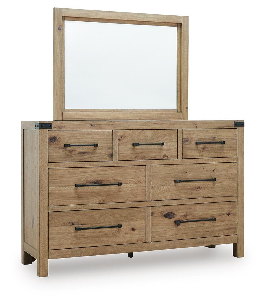 Ridgester Dresser and Mirror - Light Brown  (B858-SI) - Image 3