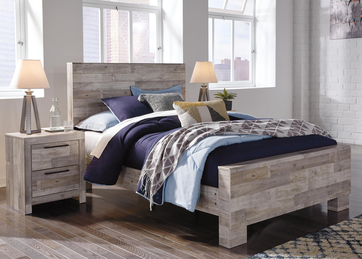 Effie Panel Bed (Youth) - Whitewash  (B255-SI) - Image 2