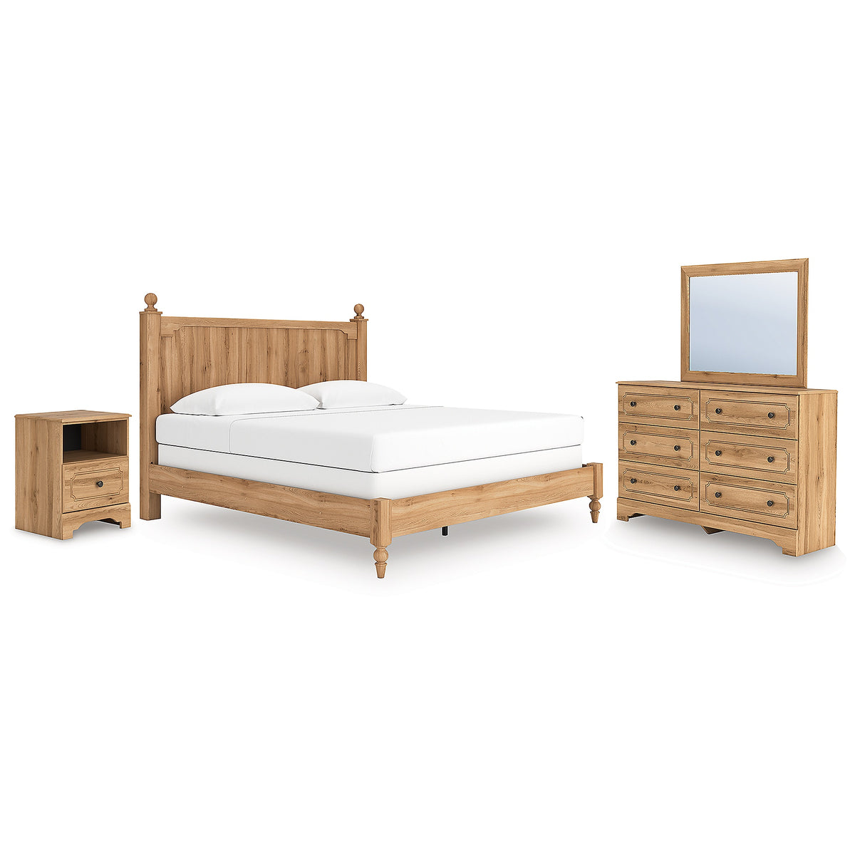 Aleaport King Panel Bed, Dresser, Mirror and Nightstand (PCB1075-SI)