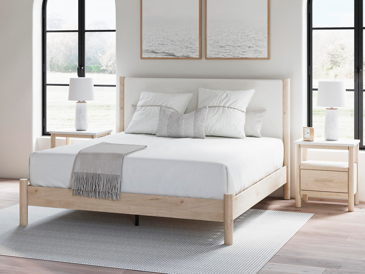 Cadmori Upholstered Panel Bed, Dresser and Nightstand - Two-tone  (B2615-SI) - Image 22
