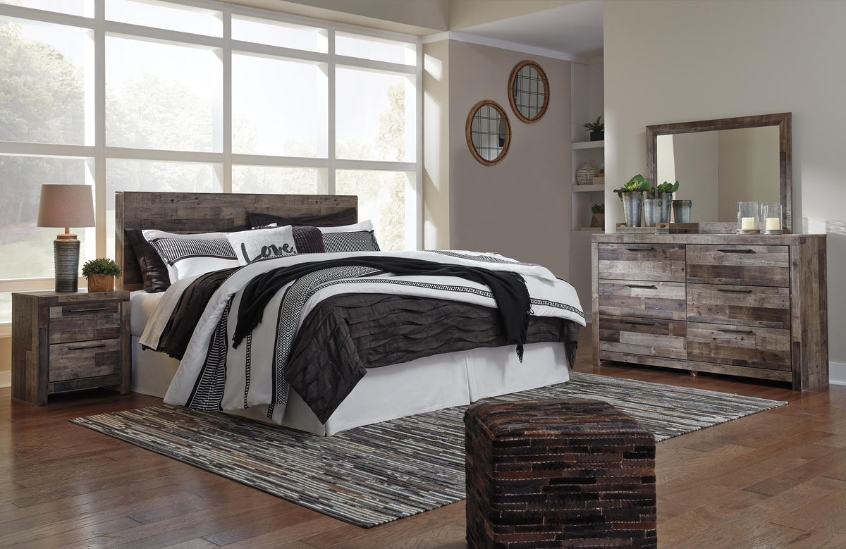 Derekson Panel Headboard, Dresser, Mirror and Nightstand - Multi Gray  (B200-SI) - Image 9