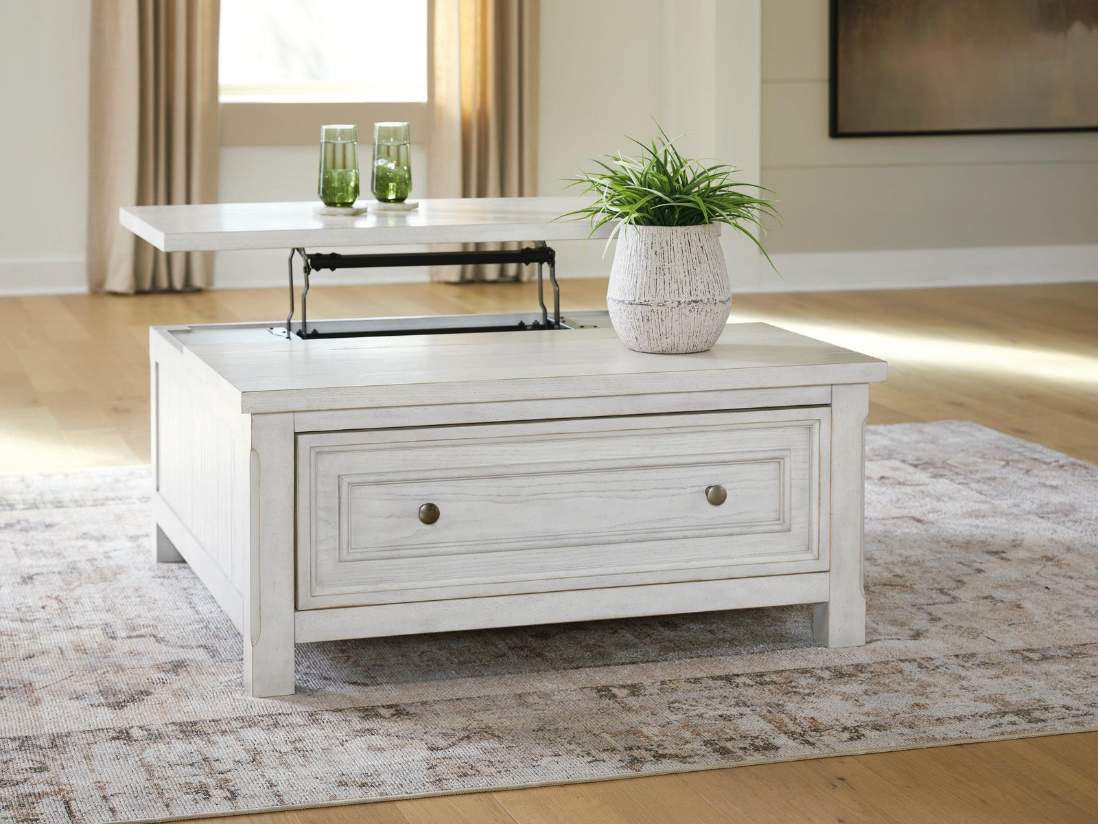 Robbinsdale Lift-Top Coffee Table - Antique White  (T729-SI) - Image 6