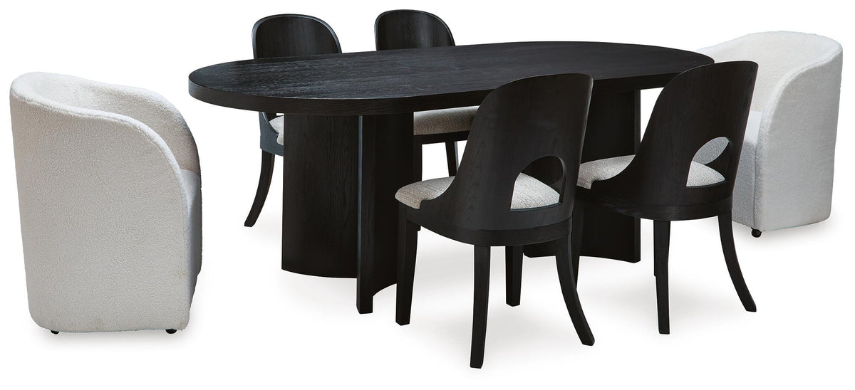 Rowanbeck Dining Table, 2 Arm Chairs and 4 Side Chairs (D821-SI)