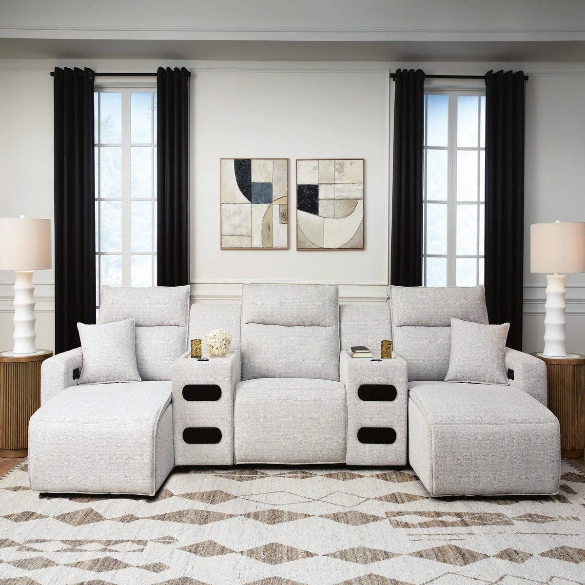 Modmax II 5-Piece Power Reclining Sectional with Chaise and Audio Consoles (65907-SI)