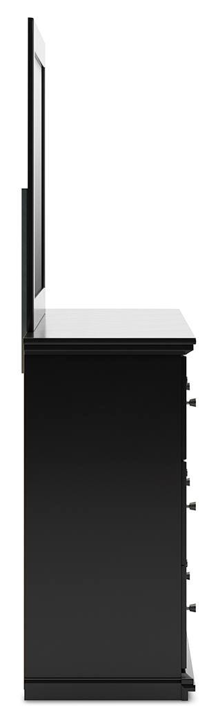 Maribel Panel Bed, Dresser and Mirror - Black  (B138-SI) - Image 5