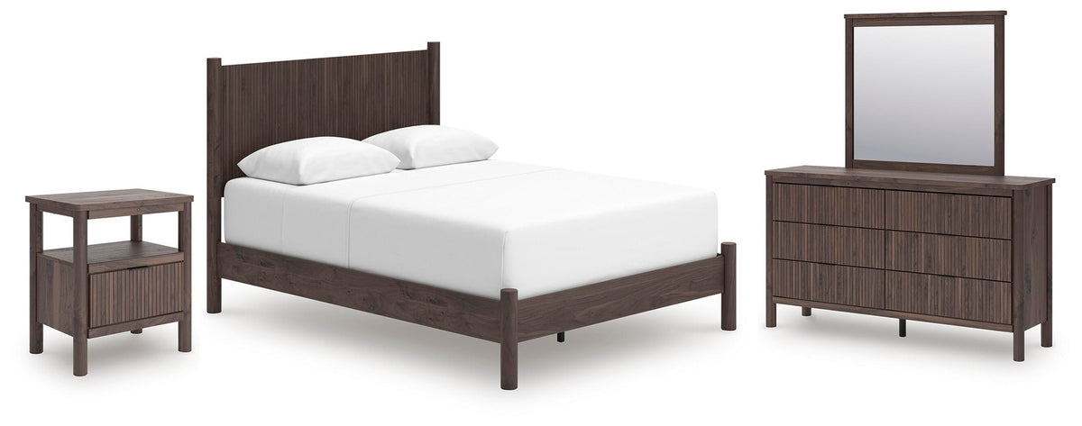 Pamytta Queen Panel Bed, Dresser, Mirror and Nightstand (PCB2614-SI)
