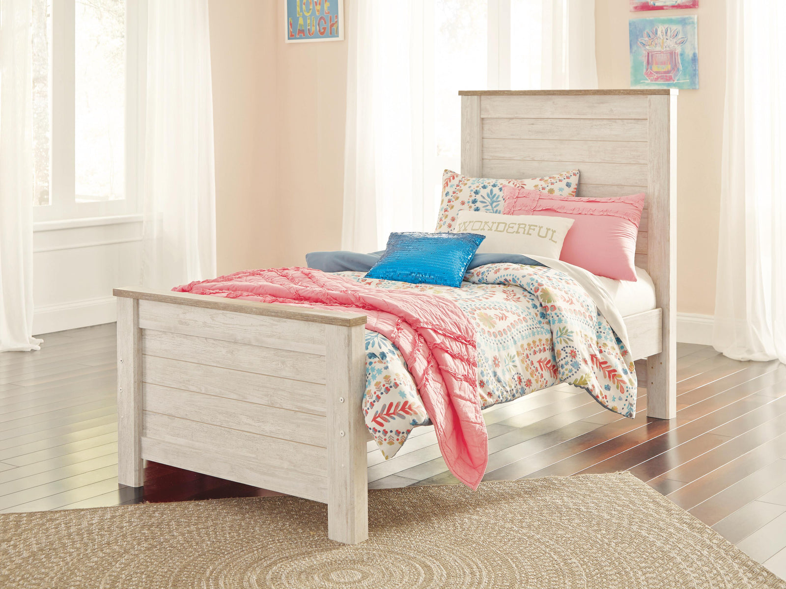 Willowton Panel Bed (Youth) - Whitewash  (B267-SI) - Image 2
