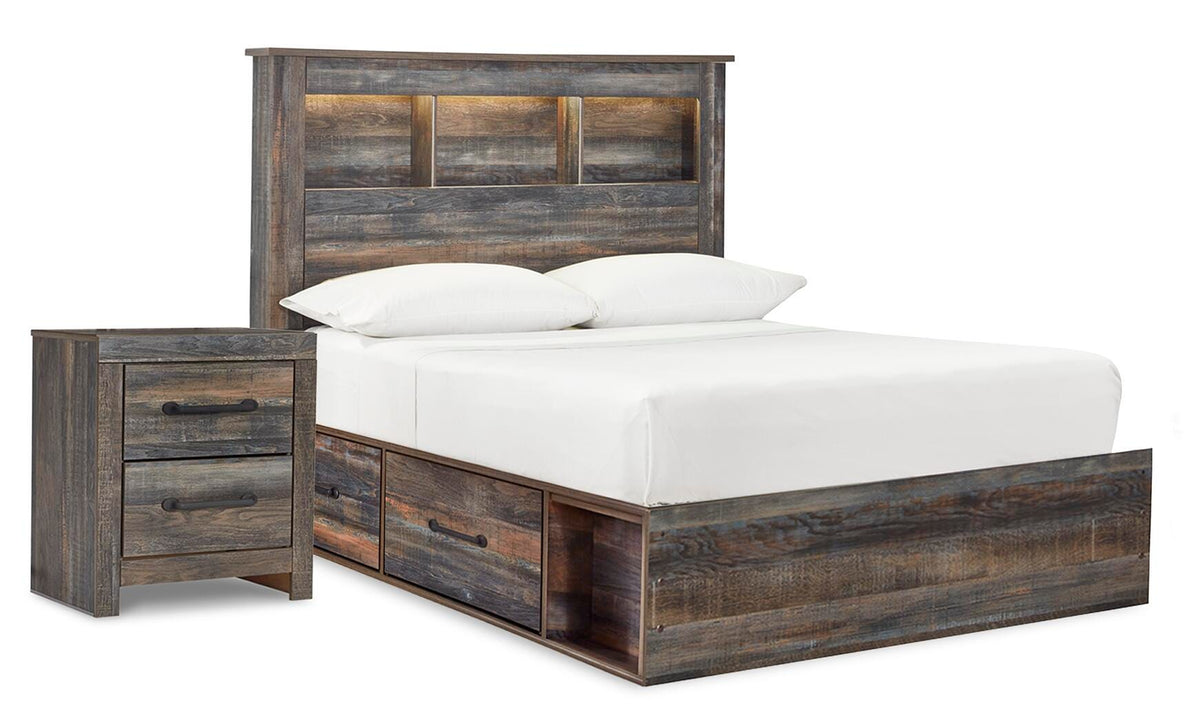 Drystan Bookcase Bed with 2 Sided Storage and Nightstand - Multi  (B211-SI)