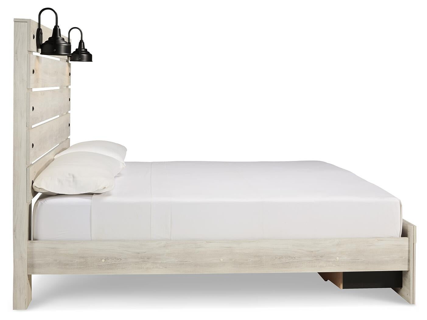 Cambeck Panel Bed with 2 Storage Drawers - Whitewash  (B192-SI) - Image 4