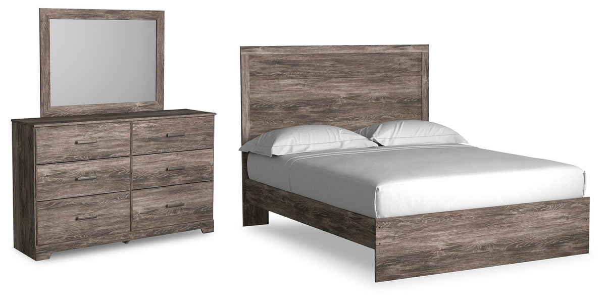Ralinksi Panel Bed, Dresser and Mirror - Gray  (B2587-SI)