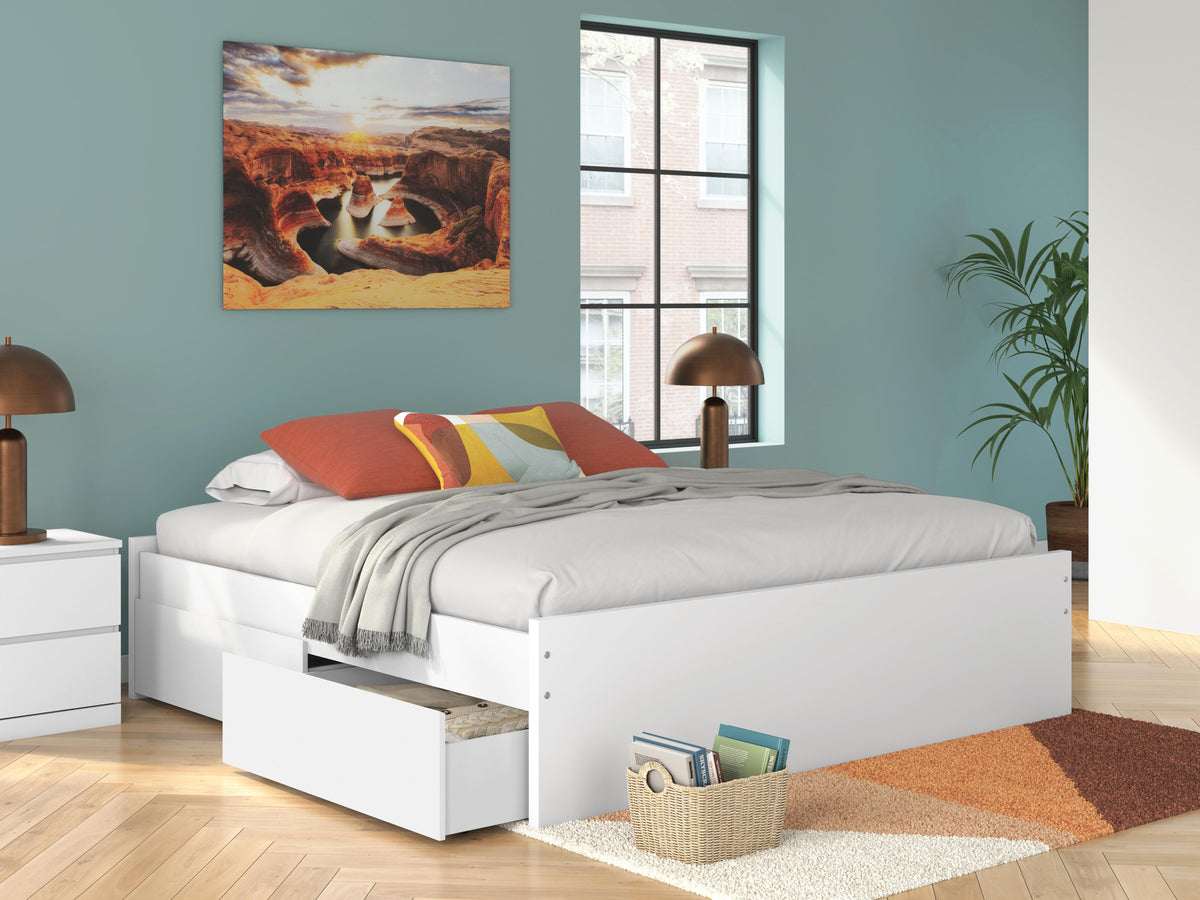Onita Platform Bed with 2 Side Storage - White  (EB9630-SI) - Image 9