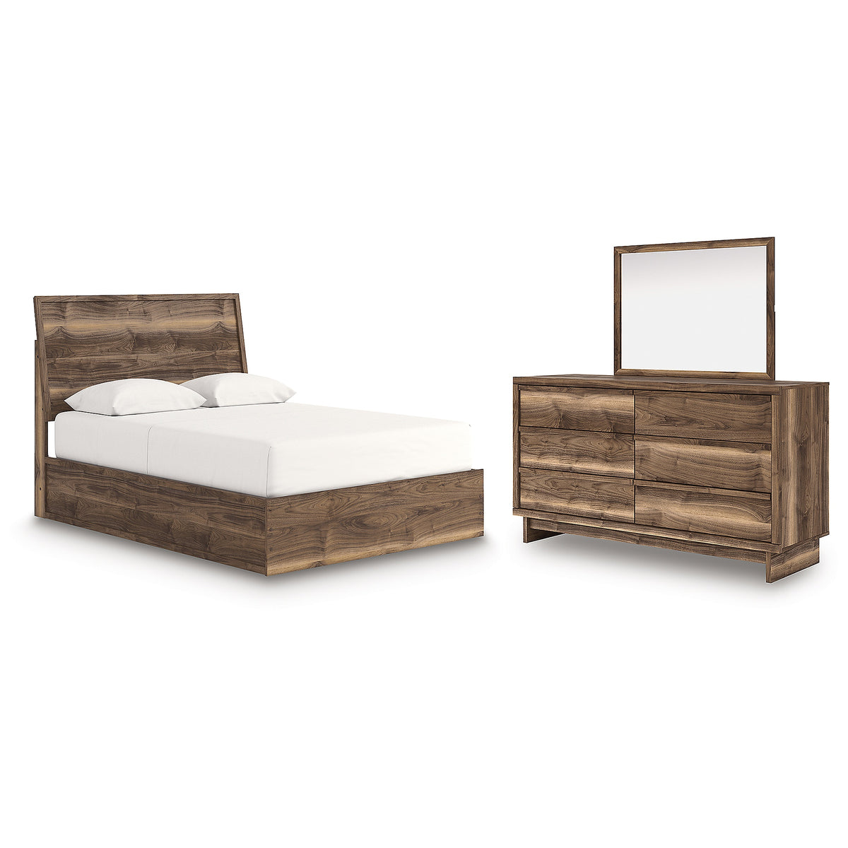 Chirason Queen Panel Bed, Dresser and Mirror (PCB3367-SI)