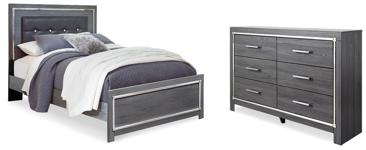 Lodanna Panel Bed and Dresser - Gray  (B214-SI)