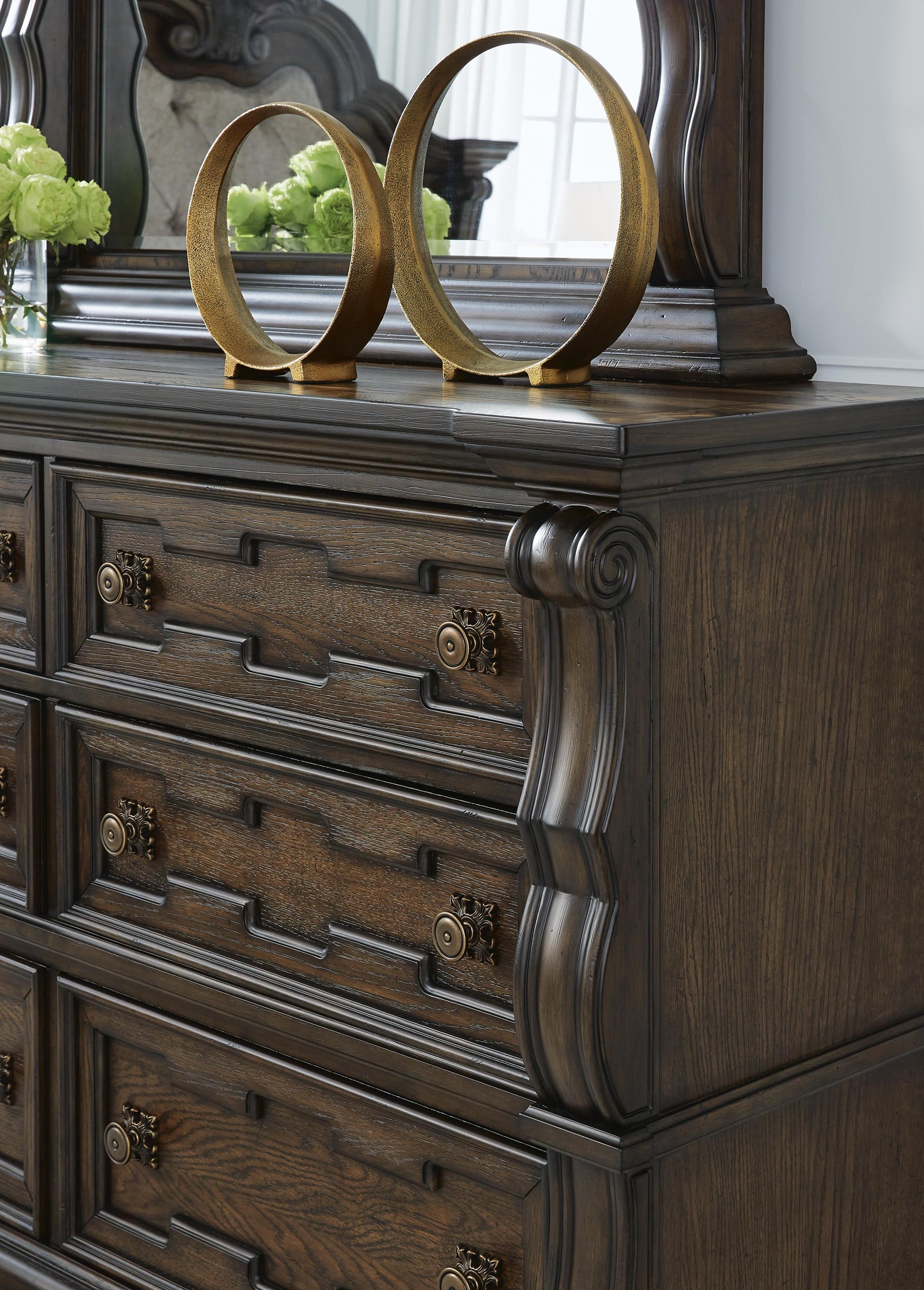 Maylee Dresser and Mirror - Dark Brown  (B947-SI) - Image 6