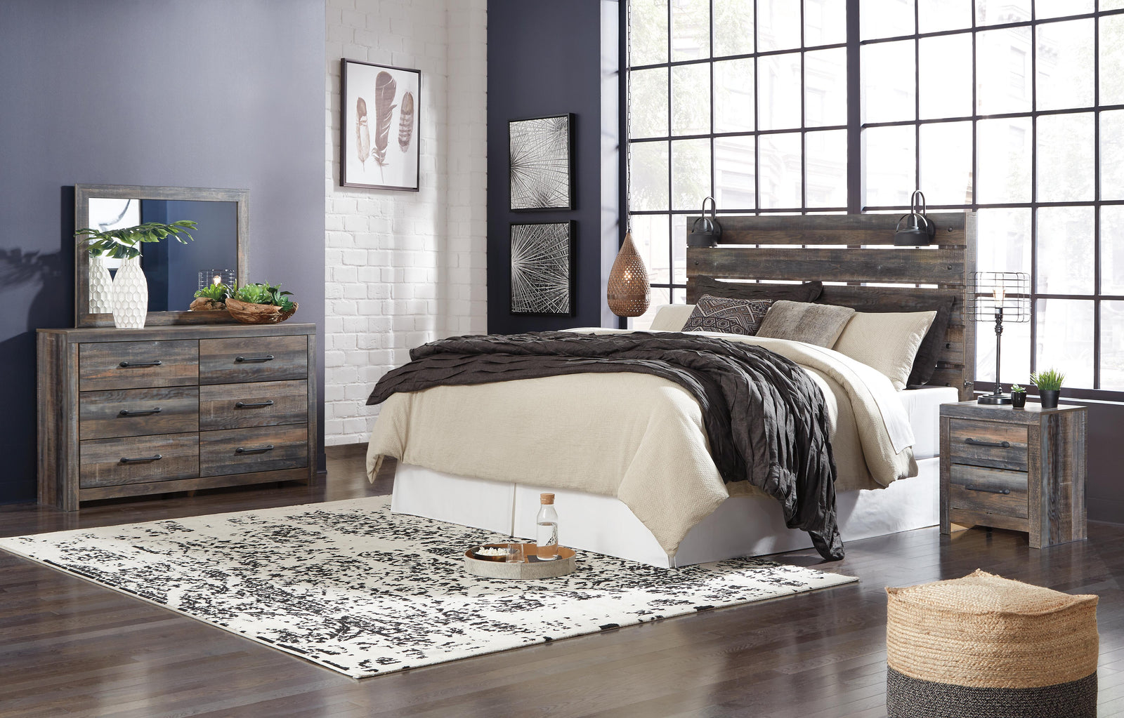 Drystan Panel Headboard with Metal Frame, Dresser, Mirror, and Nightstand - Multi  (B211-SI) - Image 11