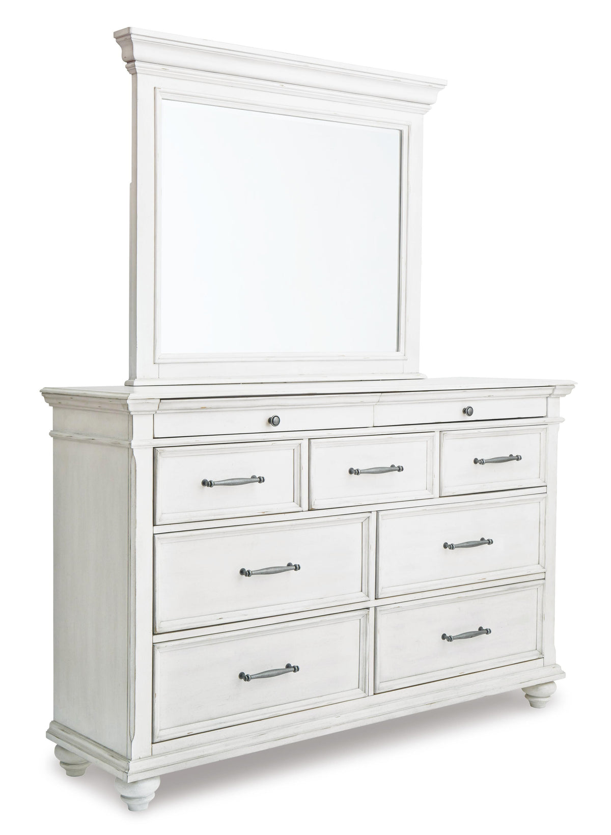 Kanwyn Panel Bed with Storage, Dresser and Mirror - Whitewash  (B777-SI) - Image 3