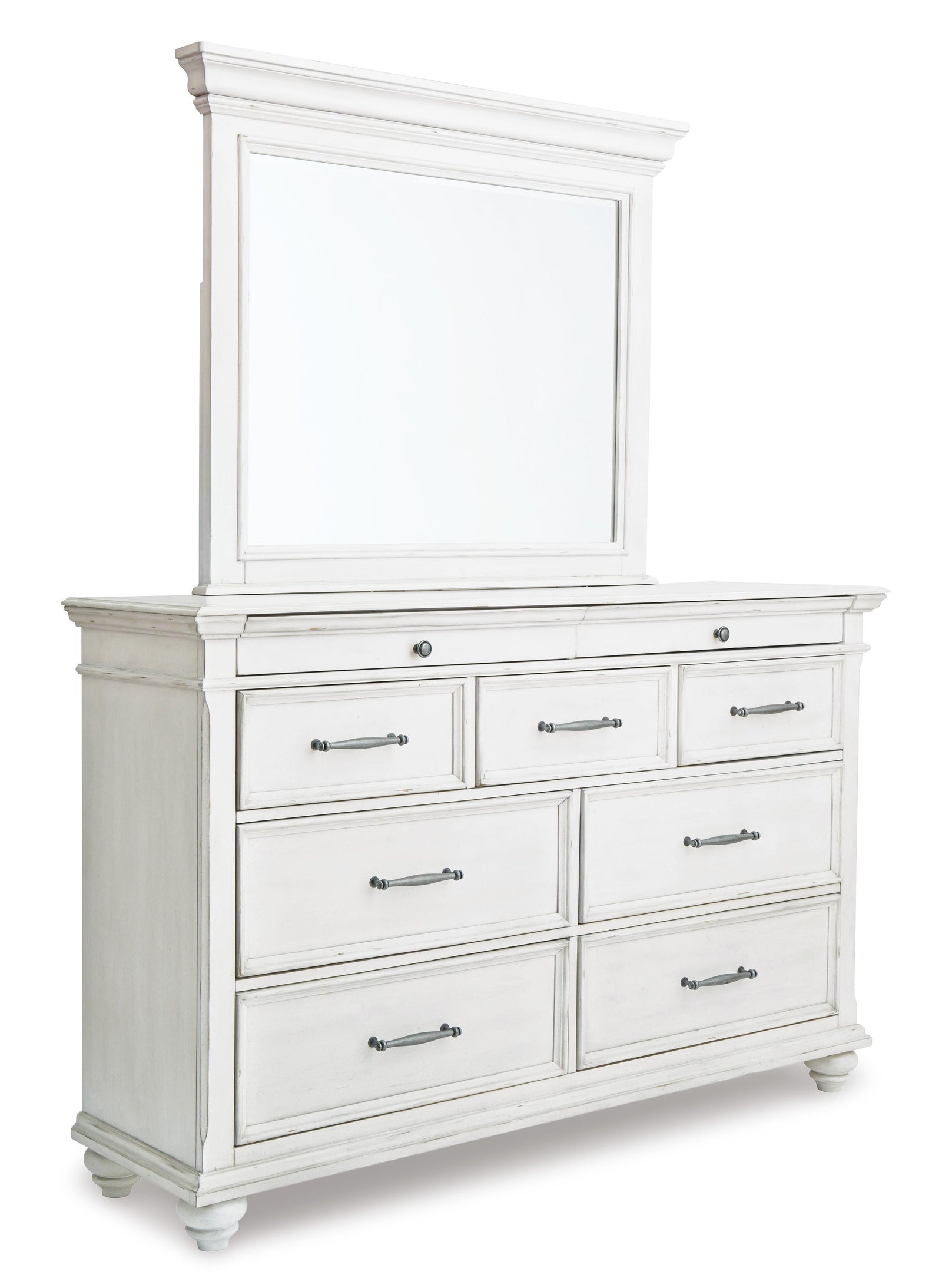 Kanwyn Panel Bed with Storage, Dresser and Mirror - Whitewash  (B777-SI) - Image 3
