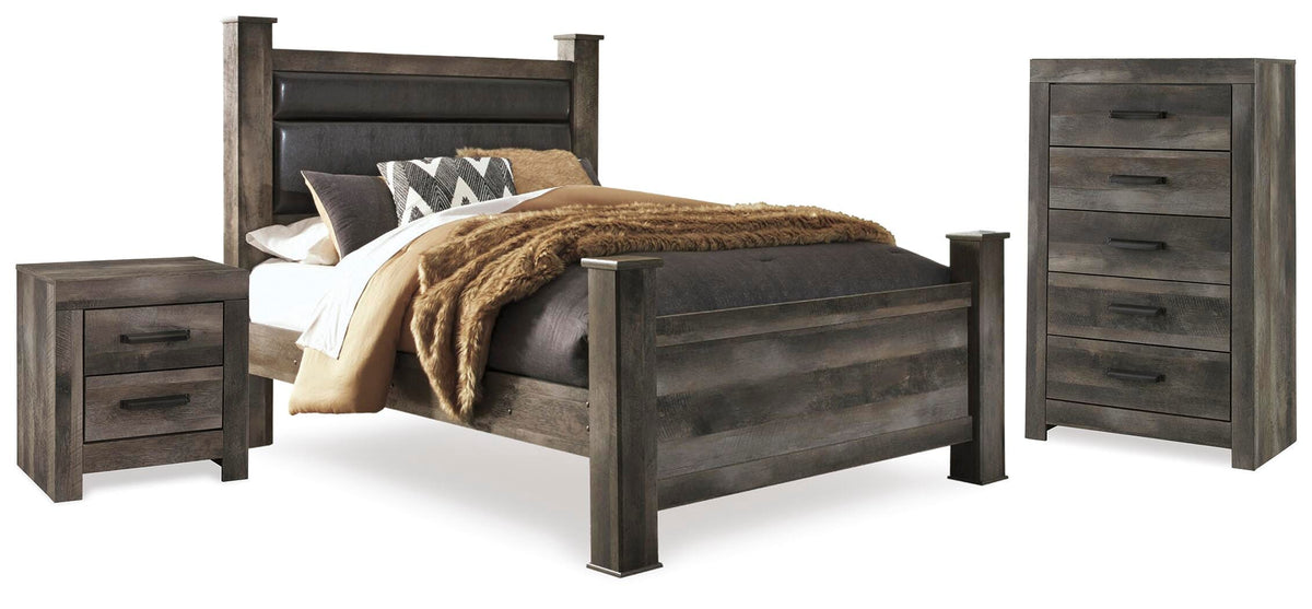 Wynnlow Poster Bed, Chest and 2 Nightstands - Gray  (B440-SI)