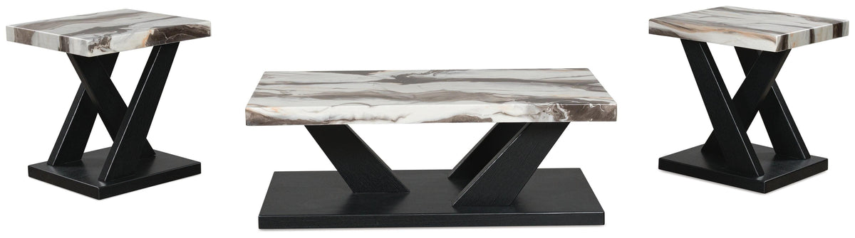 Cendill Table (Set of 3) - Dark Brown/White/Black  (T403-SI) - Image 3
