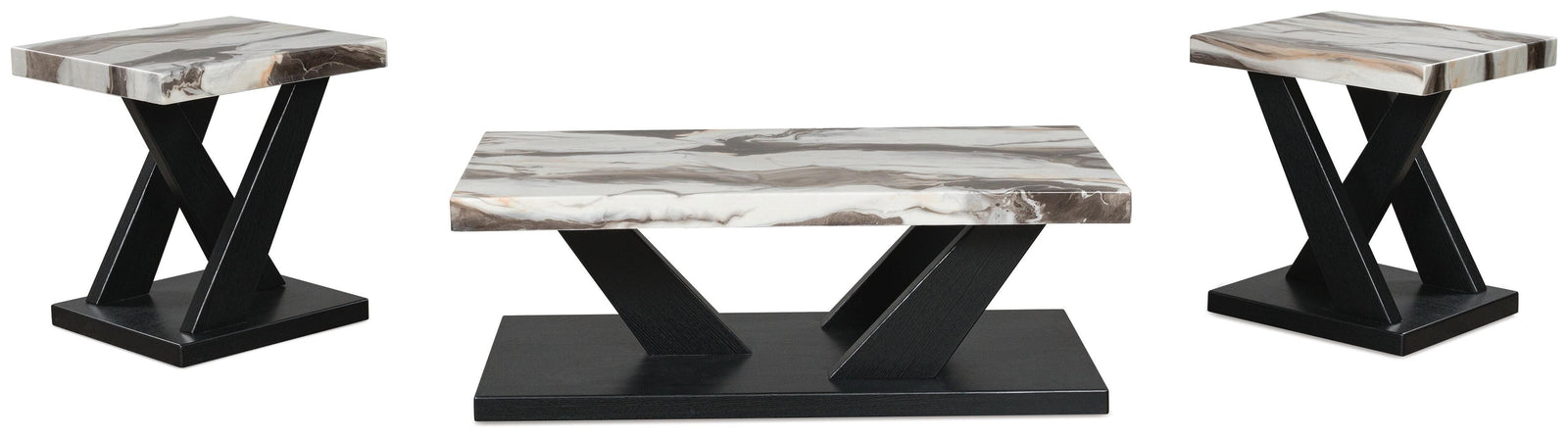 Cendill Table (Set of 3) - Dark Brown/White/Black  (T403-SI) - Image 3