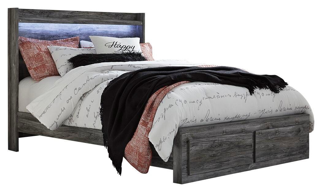 Baystorm Panel Storage Bed with Mirrored Dresser and Nightstand - Gray  (B221-SI) - Image 2