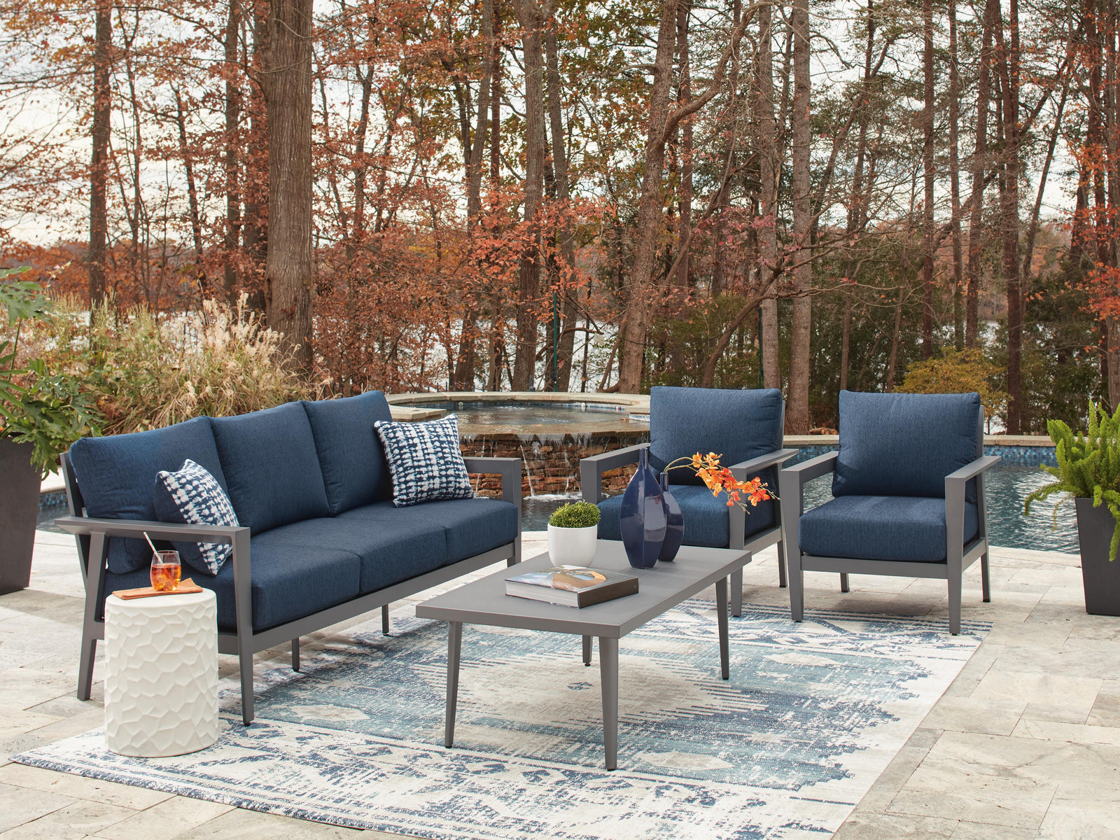 Gali Outdoor Sofa/Chairs/Table Set (Set of 4) (P275-SI) - Image 4
