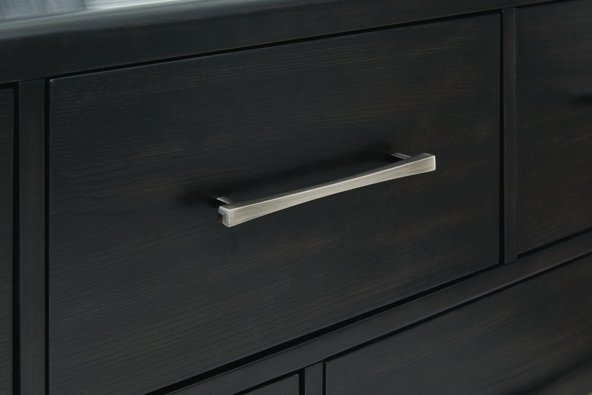 Rowanbeck Upholstered Panel Bed, Dresser and Mirror - Black  (B821-SI) - Image 10