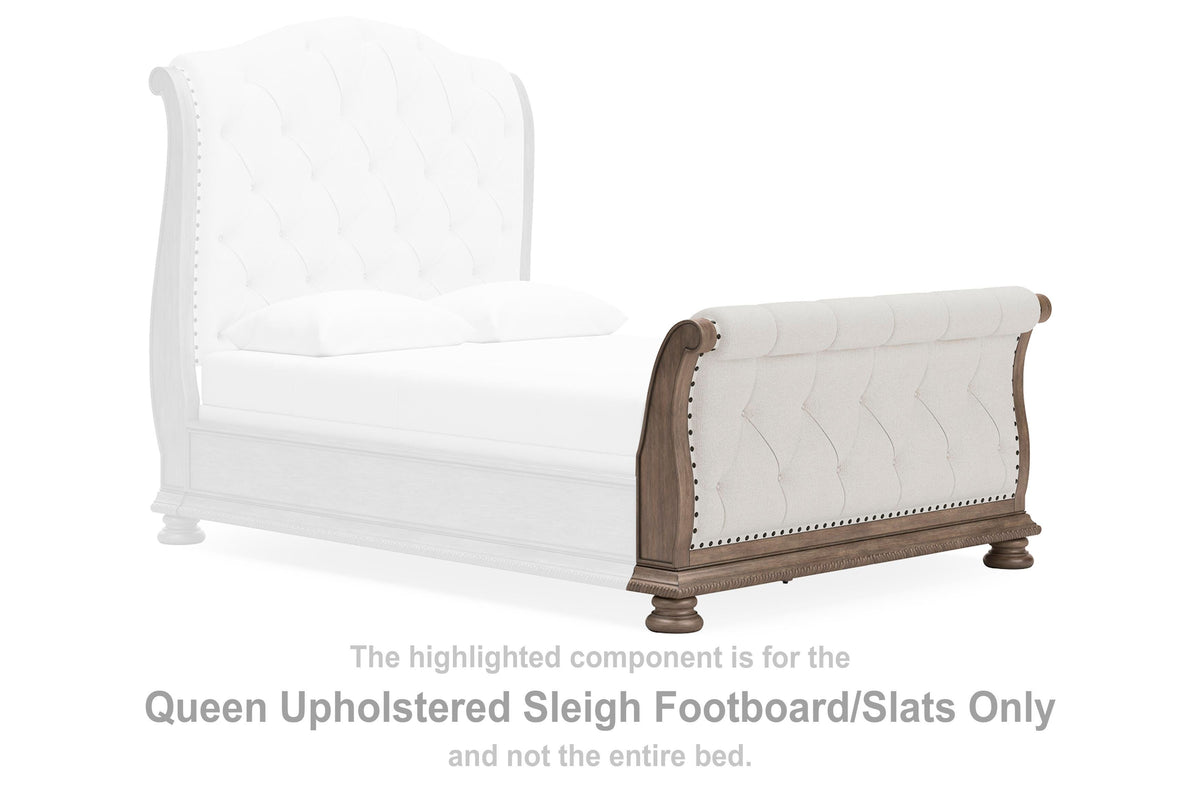 Ardenfield Upholstered Sleigh Footboard/Slats - Light Brown  (B944-SI)