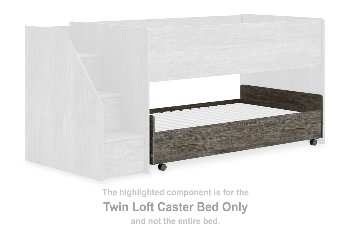 Frandern Loft Caster Bed (Youth) - Gray  (B4480-SI)
