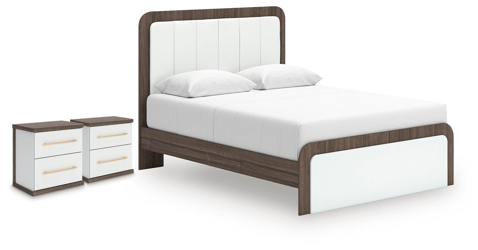 Kendanport Queen Upholstered Bed and 2 Nightstands (PCB1108-SI)