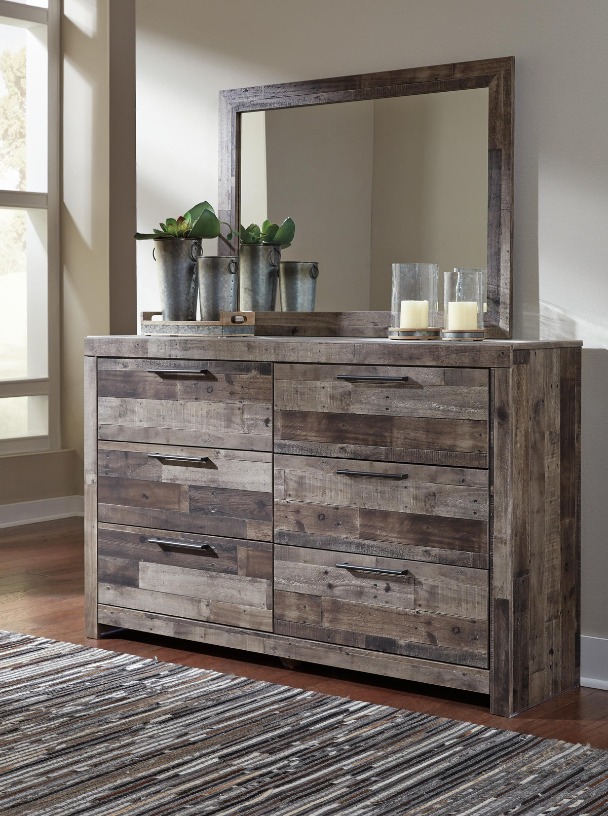 Derekson Dresser and Mirror - Multi Gray  (B200-SI) - Image 2