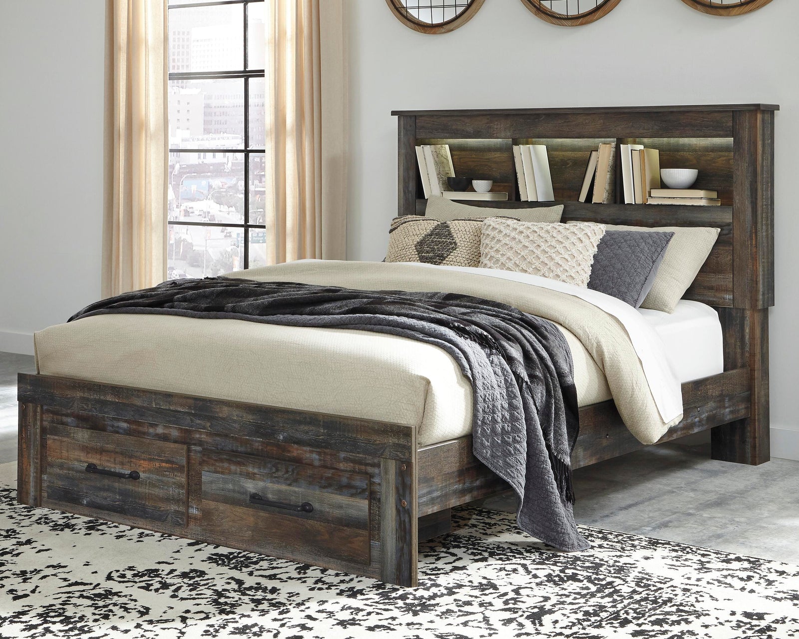 Drystan Bookcase Storage Bed, Dresser, Mirror, Chest and 2 Nightstands - Multi  (B211-SI) - Image 12