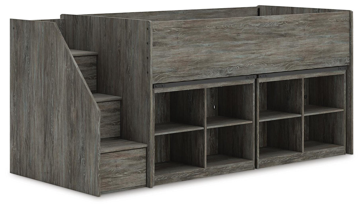 Frandern Loft Bed with Bookcase Storage (Youth) - Warm Gray  (B4480-SI) - Image 3