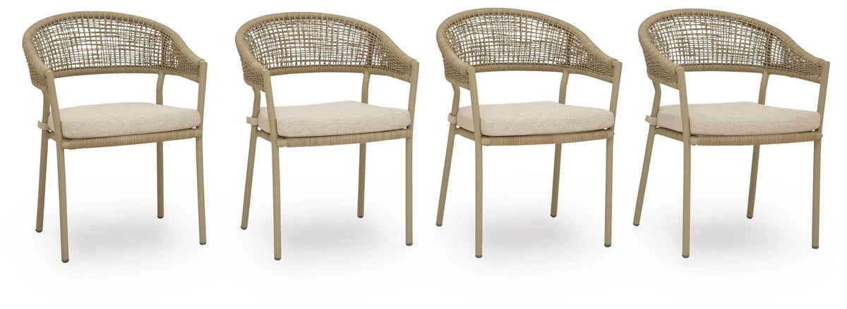 Orchard Beach Outdoor Arm Chair with Cushion (Set of 4) (PCP373-SI)