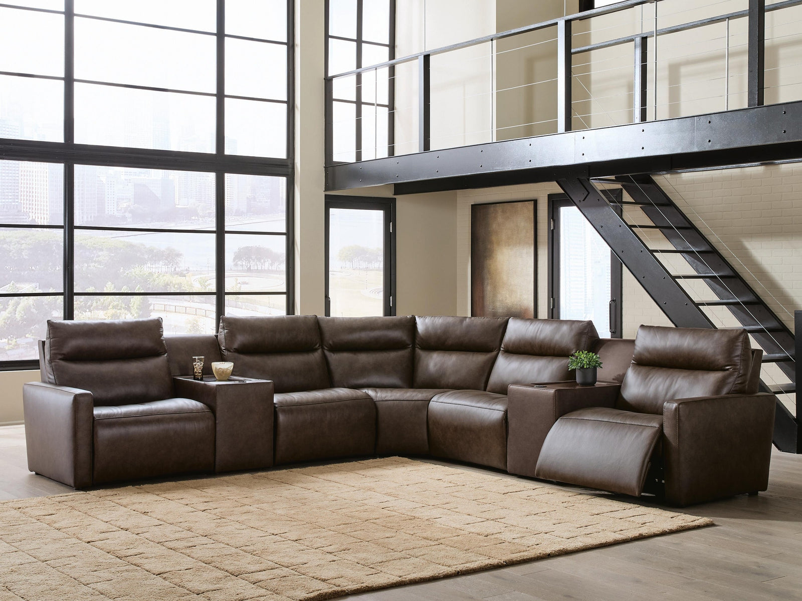 ModZ 7-Piece Power Reclining Sectional with Audio Consoles (U14000-SI) - Image 2
