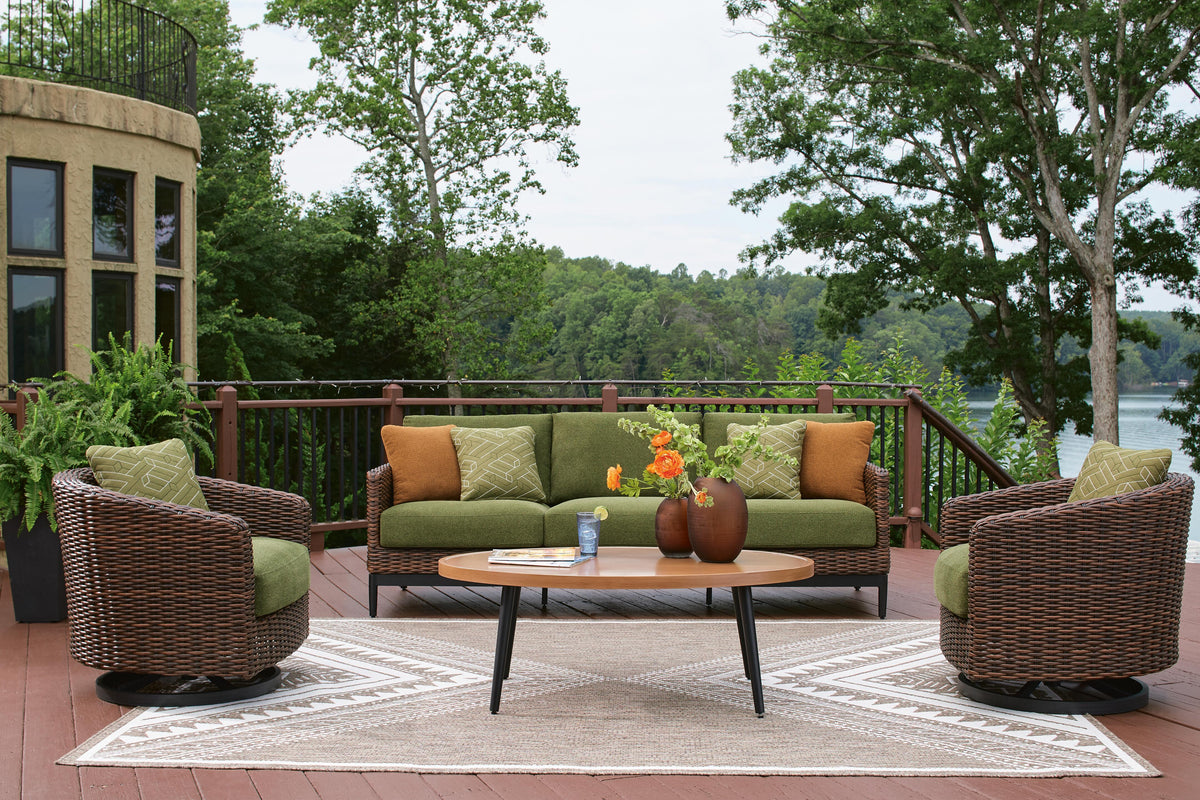 Horizon Hall Outdoor Sofa, 2 Lounge Chairs, Ottoman and Coffee Table (P572-SI) - Image 14