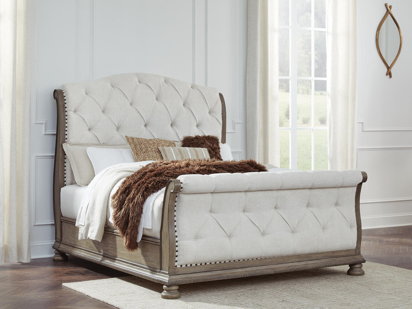 Ardenfield Upholstered Sleigh Bed, Dresser and Mirror (B944-SI) - Image 8