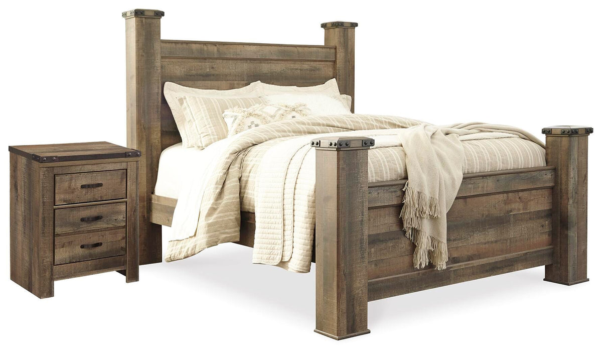 Trinell Poster Bed and Nightstand - Brown  (B446-SI)
