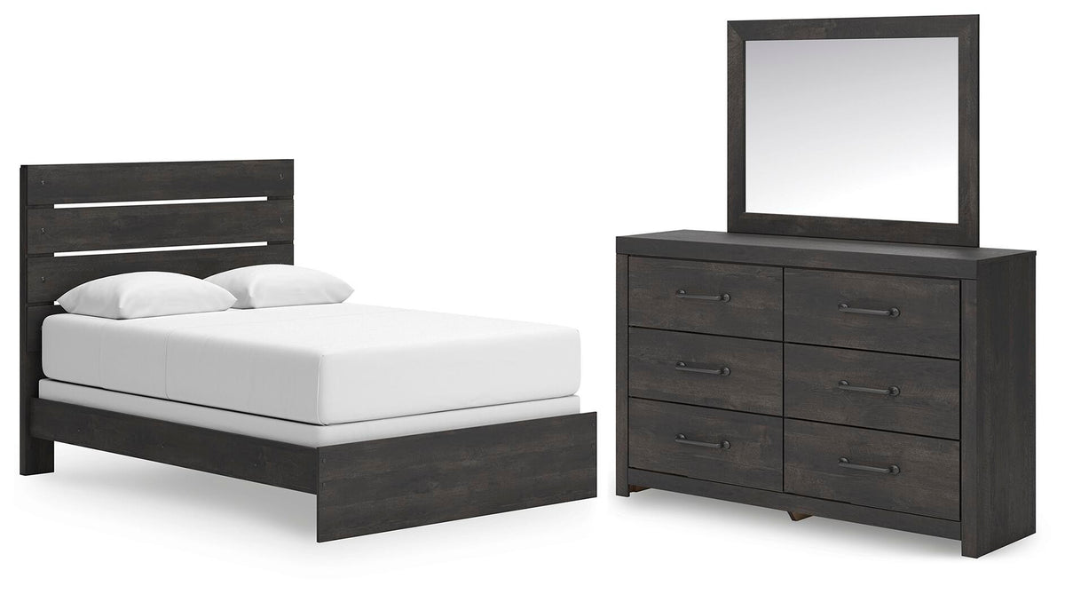 Hollivern Queen Panel Bed, Dresser and Mirror (PCB2108-SI)