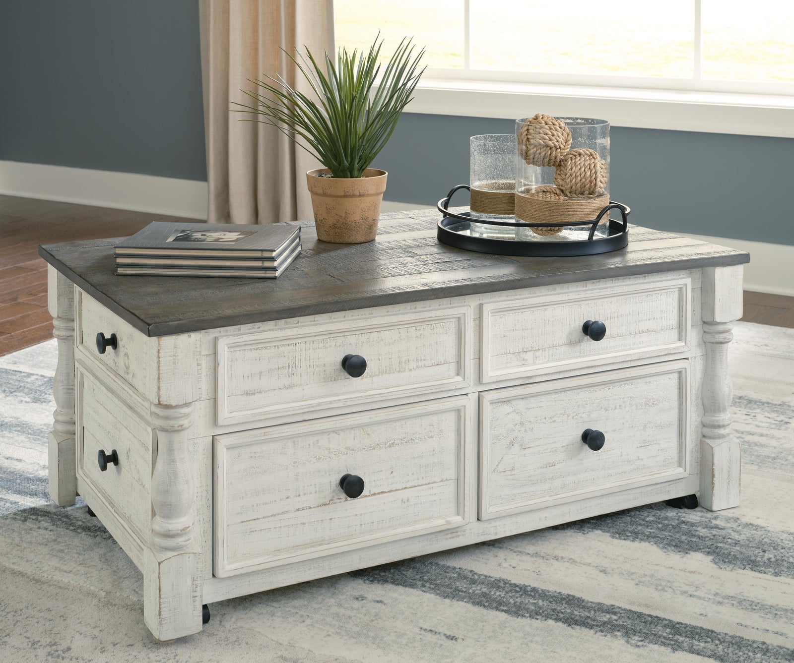 Havalance Lift Top Coffee Table and 2 End Tables - White/Gray  (T994-SI) - Image 15