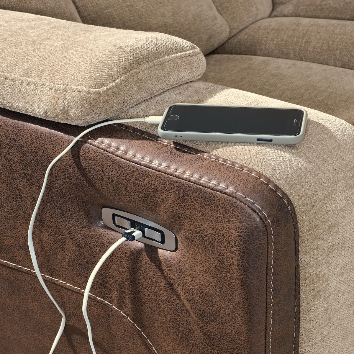 Mixed Motion Power Reclining Loveseat with Console (PC83504-SI) - Image 20