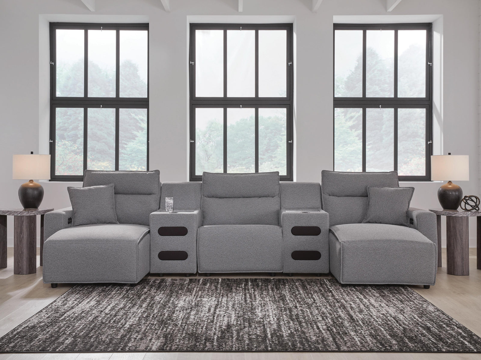 Modmax II 5-Piece Power Reclining Sectional with Chaise and Audio Consoles (65906-SI) - Image 2