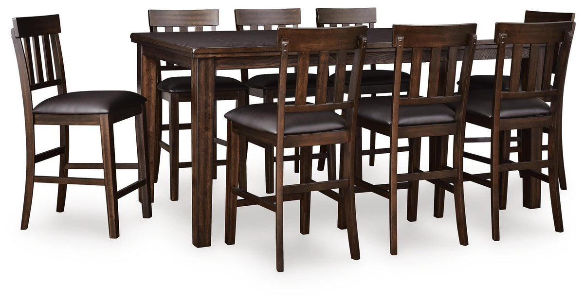 Haddigan Counter Height Extension Table and 8 Barstools (D596-SI)