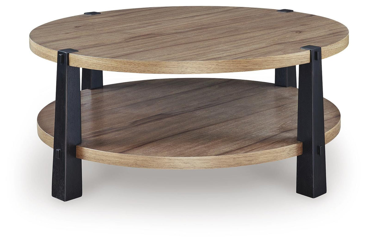 Ridgester Coffee Table - Light Brown/Black  (T518-SI) - Image 3