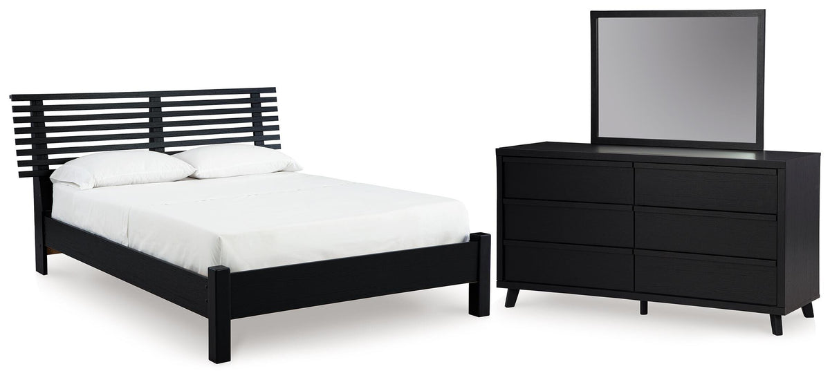 Danziar Panel Slat Bed, Dresser and Mirror (B1013-SI)