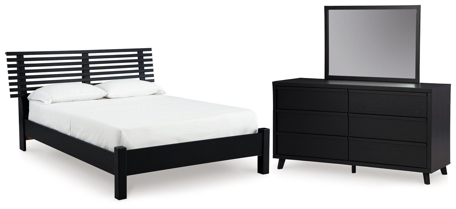 Danziar Panel Slat Bed, Dresser and Mirror (B1013-SI)