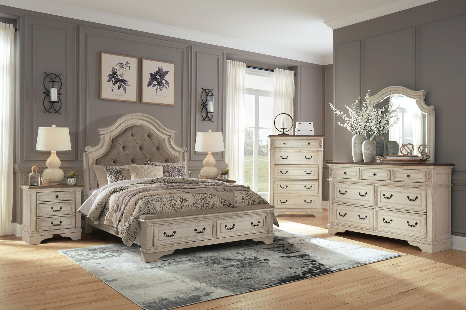 Realyn Upholstered Panel Bed with Storage, Dresser and Nightstand - Two-tone  (B743-SI) - Image 14