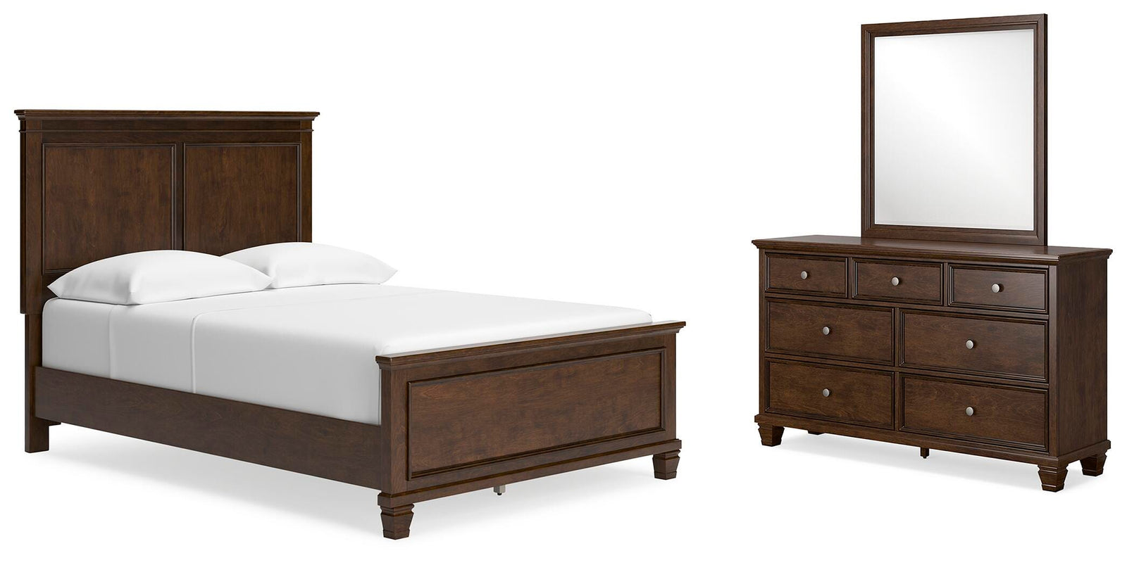 Danabrin Panel Bed, Dresser and Mirror - Brown  (B685-SI)