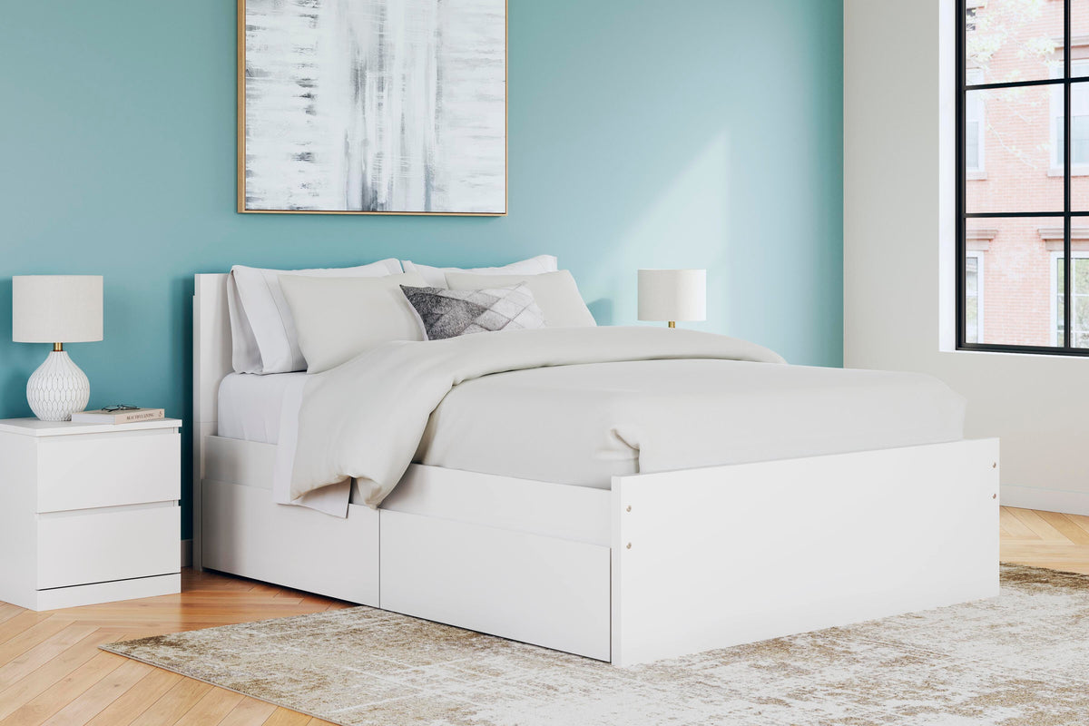 Onita Panel Platform Bed with 2 Side Storage - White  (EB9630-SI) - Image 9